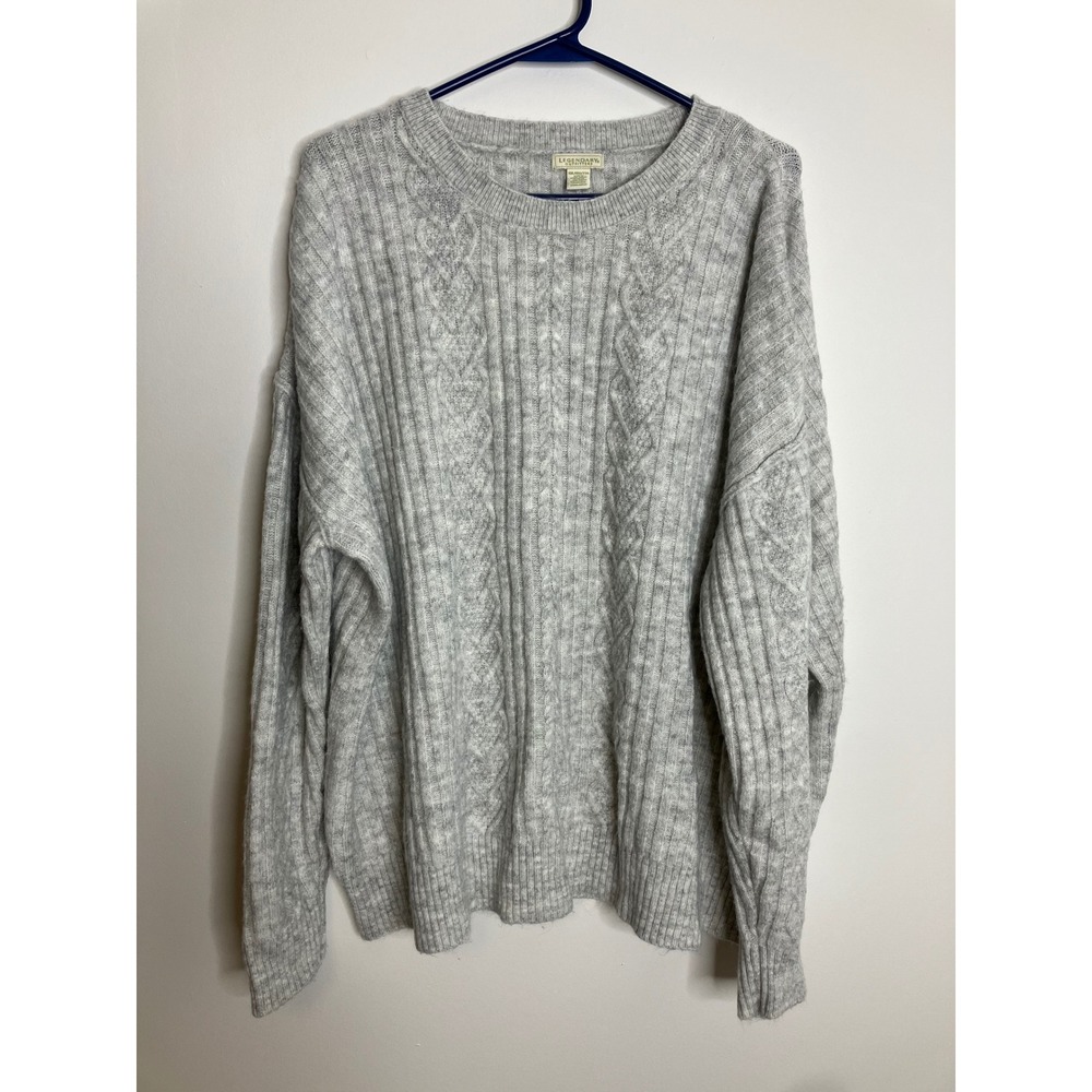 Legendary Outfitters Cable Knit Sweater Women XXL Gray Excellent Crewneck Ribbed